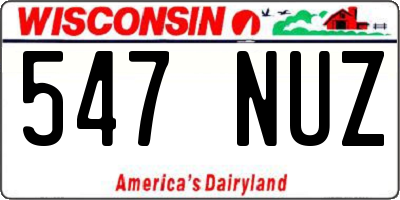 WI license plate 547NUZ