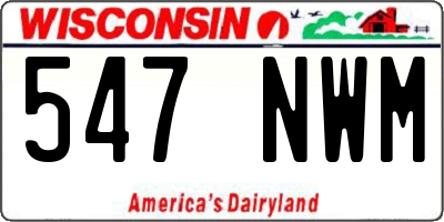 WI license plate 547NWM