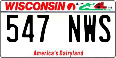 WI license plate 547NWS
