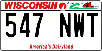 WI license plate 547NWT