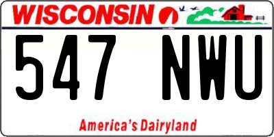 WI license plate 547NWU