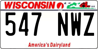 WI license plate 547NWZ
