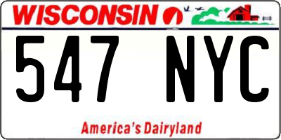 WI license plate 547NYC