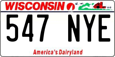 WI license plate 547NYE