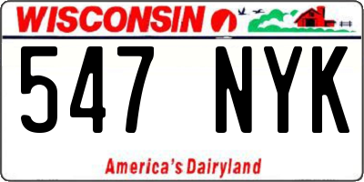 WI license plate 547NYK