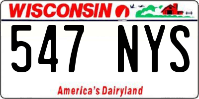 WI license plate 547NYS