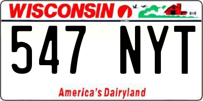 WI license plate 547NYT
