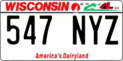 WI license plate 547NYZ