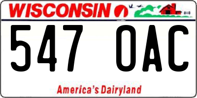 WI license plate 547OAC