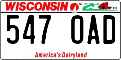 WI license plate 547OAD