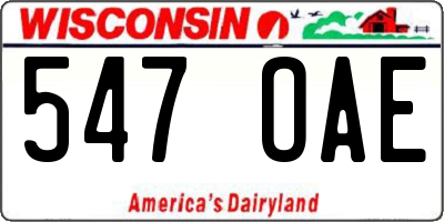 WI license plate 547OAE