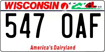 WI license plate 547OAF