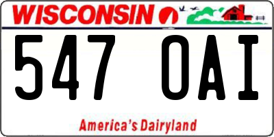 WI license plate 547OAI