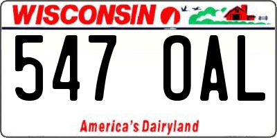 WI license plate 547OAL