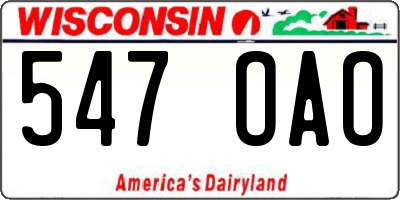 WI license plate 547OAO