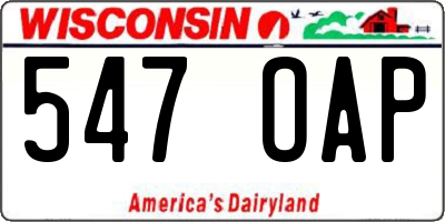 WI license plate 547OAP