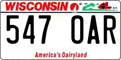 WI license plate 547OAR