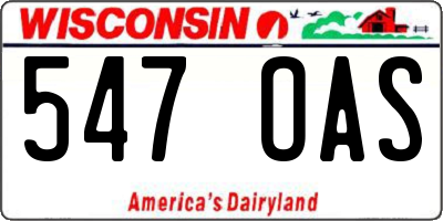 WI license plate 547OAS