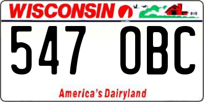 WI license plate 547OBC