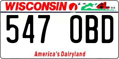 WI license plate 547OBD