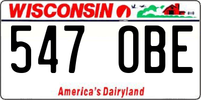 WI license plate 547OBE