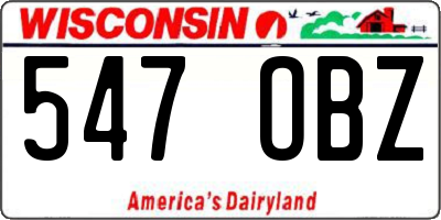 WI license plate 547OBZ