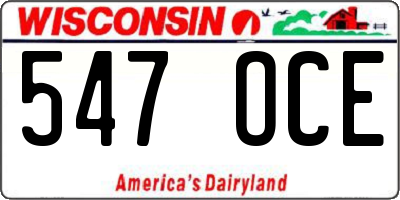 WI license plate 547OCE