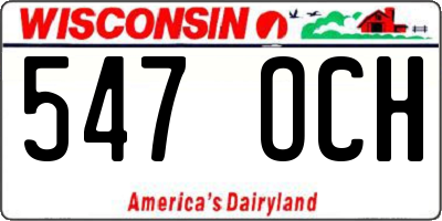 WI license plate 547OCH