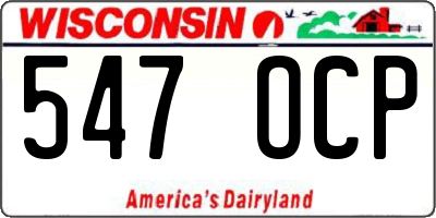 WI license plate 547OCP
