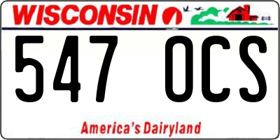 WI license plate 547OCS