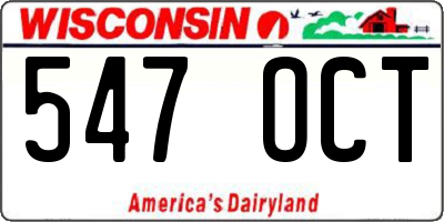 WI license plate 547OCT