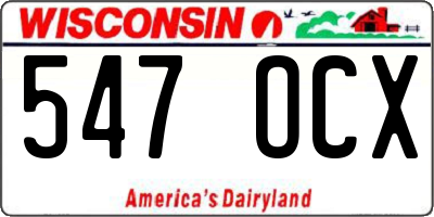 WI license plate 547OCX