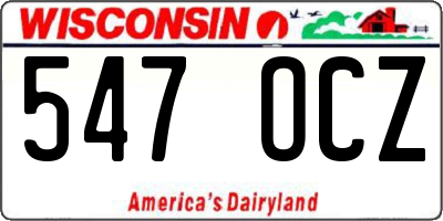 WI license plate 547OCZ