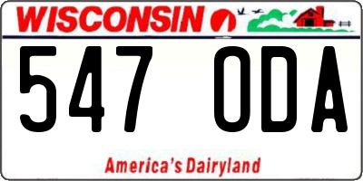 WI license plate 547ODA