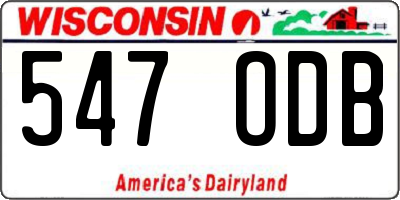 WI license plate 547ODB