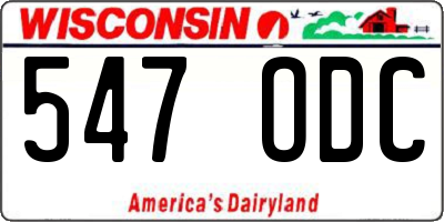 WI license plate 547ODC