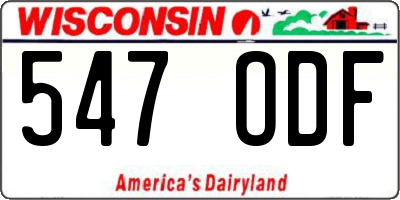 WI license plate 547ODF