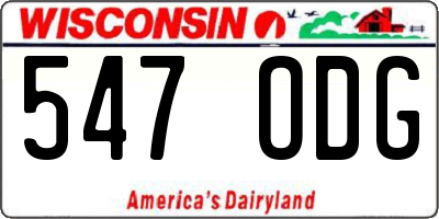 WI license plate 547ODG