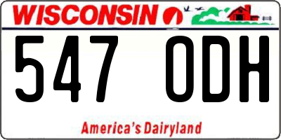 WI license plate 547ODH