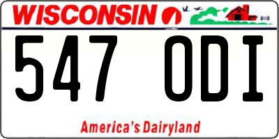 WI license plate 547ODI