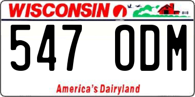 WI license plate 547ODM