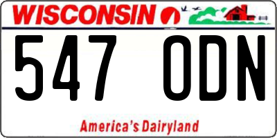 WI license plate 547ODN