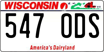 WI license plate 547ODS