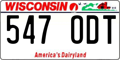 WI license plate 547ODT