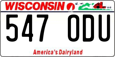 WI license plate 547ODU