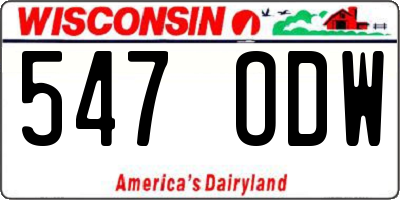 WI license plate 547ODW