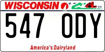 WI license plate 547ODY
