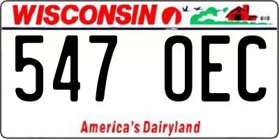 WI license plate 547OEC