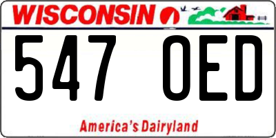 WI license plate 547OED