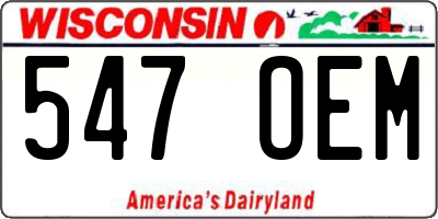 WI license plate 547OEM